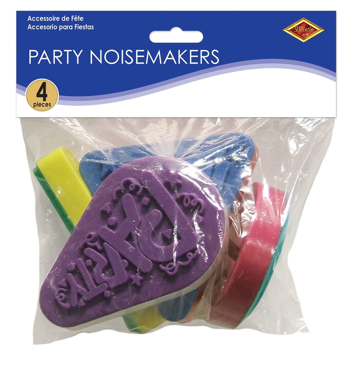 Beistle Pkgd Racket Raise 'N Noisemakers (asstd colors) (4/Pkg), OIL PASTEL