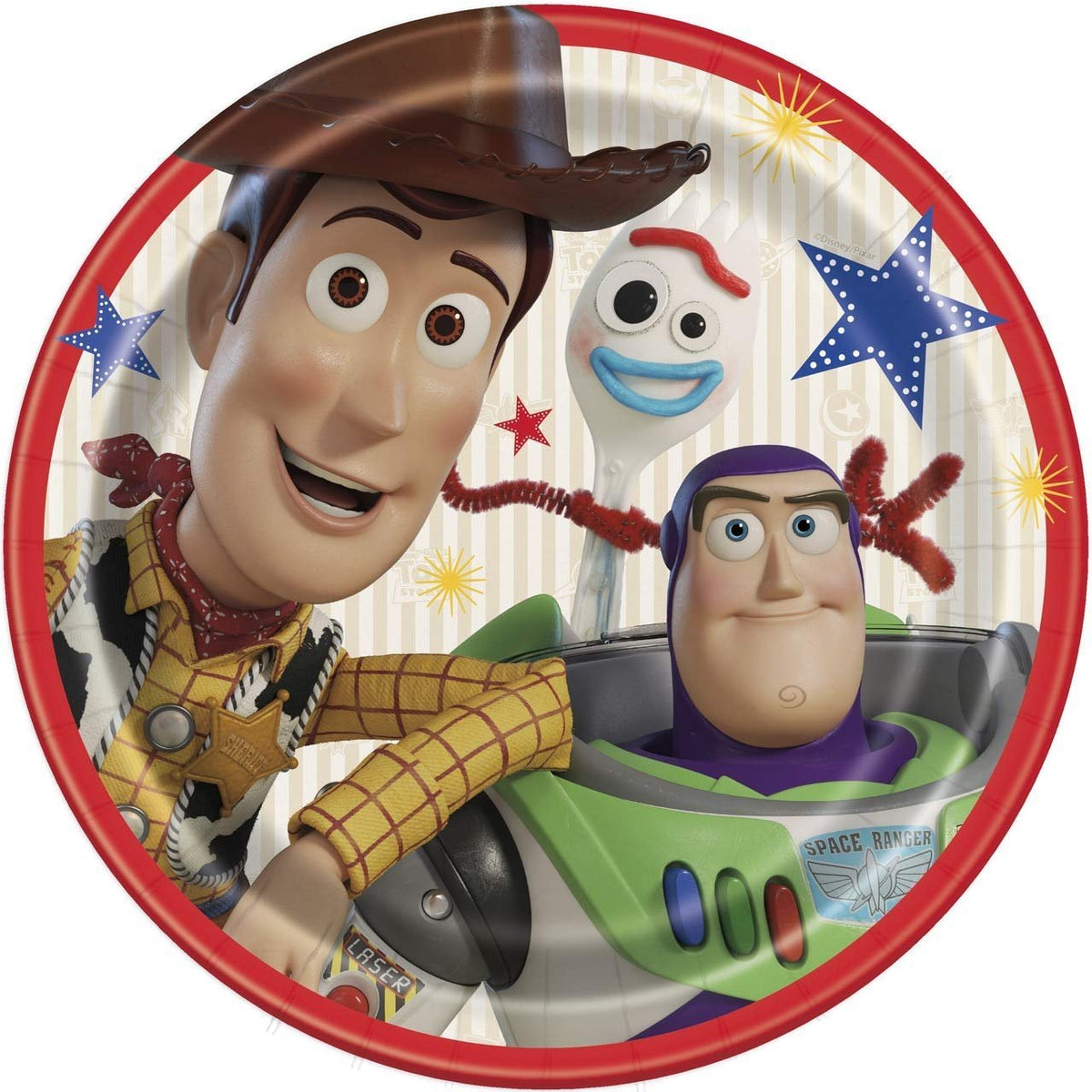 Unique Multicolor Disney Toy Story 4 Round Dinner Plates (9") 8 Count - Perfect for Kids' Birthday Celebrations & Themed Events