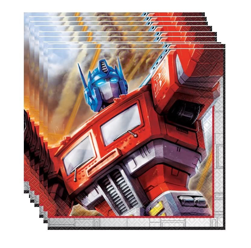 Unique Transformers Party Bundle - Dinner & Dessert Plates, Luncheon Napkins, Table Cover, Transformers Party Decorations and Supplies