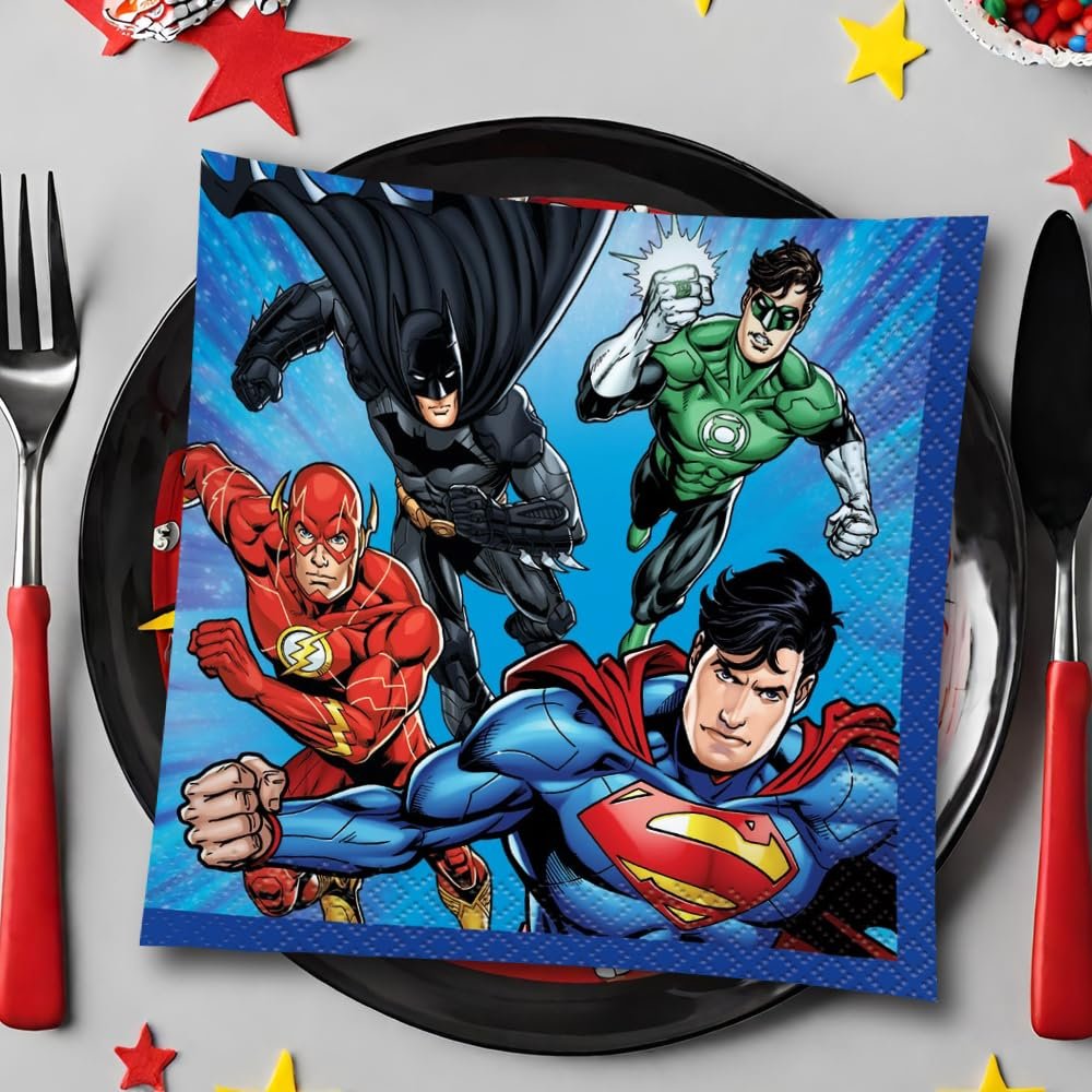 Unique Party Supplies Round Dessert Paper Plates - 7&quot;, Justice League, 8 Pcs