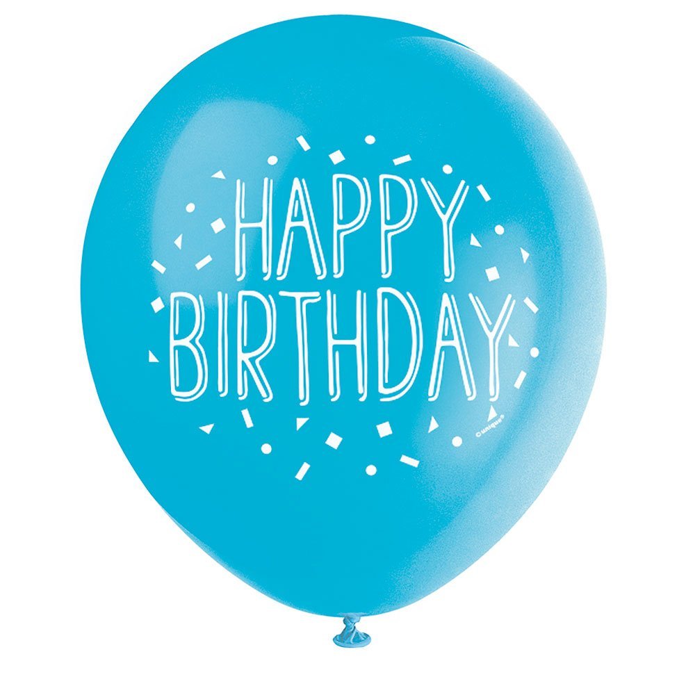Unique Fun Happy Birthday Party Latex Balloons - 12" | Assorted Colors | 8 Pcs