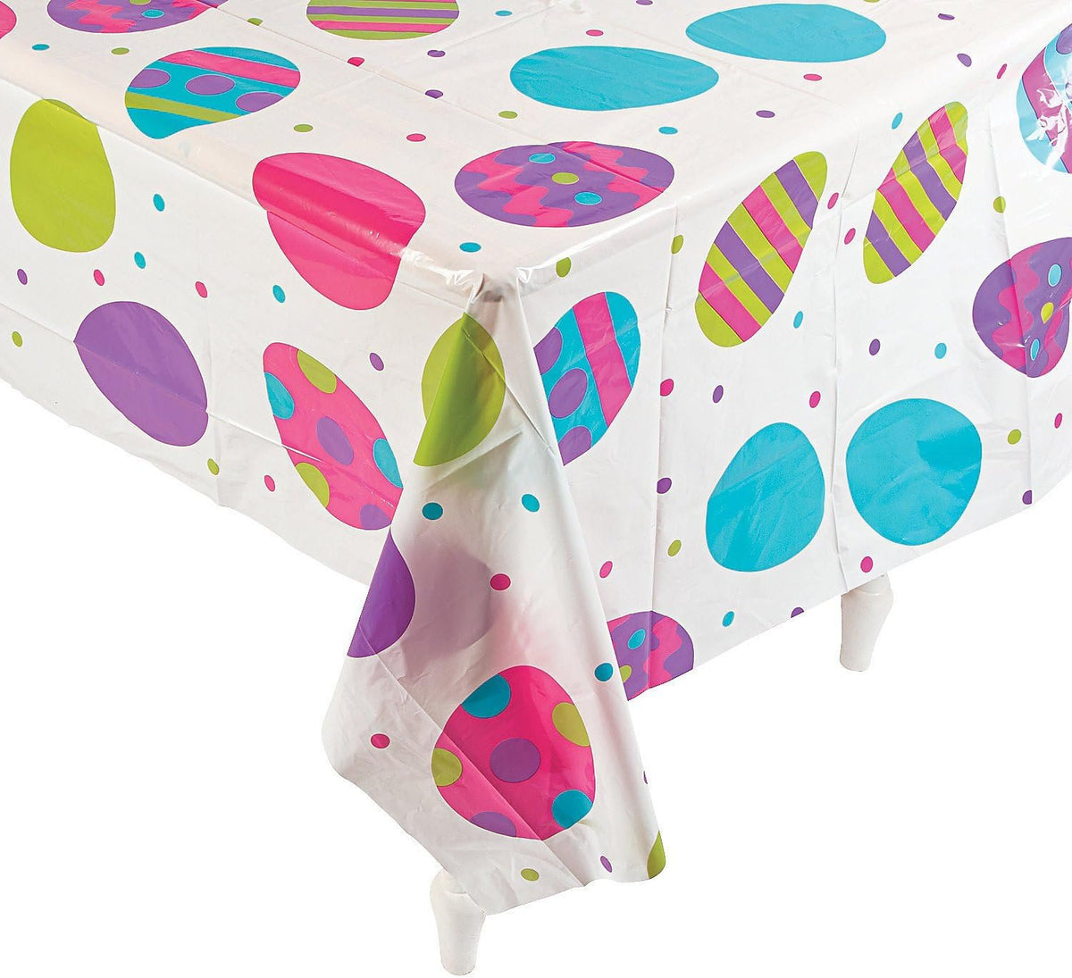 Fun Express Easter Egg Print Plastic Tablecover - Disposable Table Cloth - Easter Party Supplies