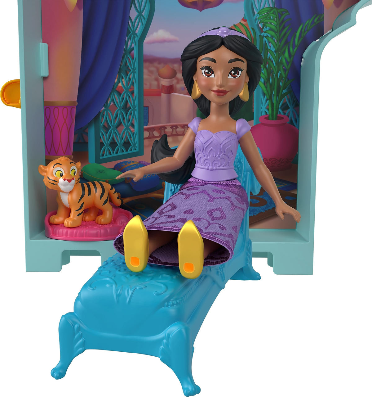 Mattel Disney Princess Jasmine Doll House Stackable Castle with Small Jasmine Doll, 2 Character Friends & 7 Accessories