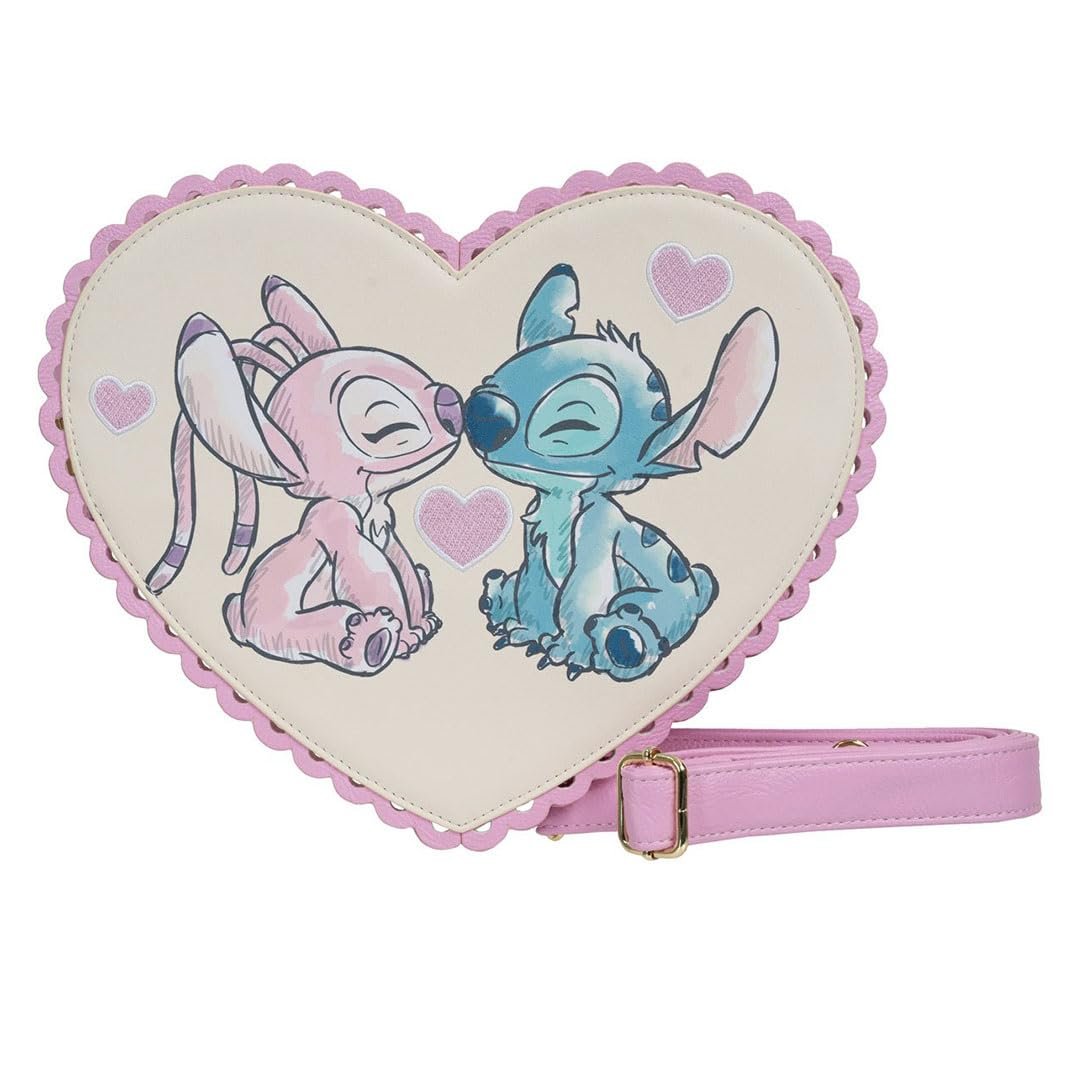 Loungefly Lilo & Stitch Angel Kiss Chocolate Box Heart Crossbody Purse