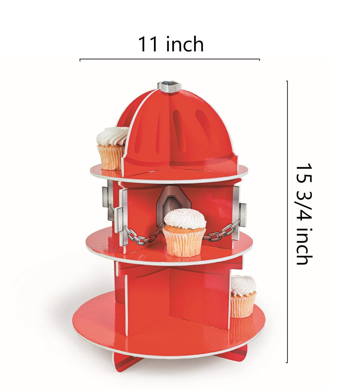 Fun Express Fire Hydrant Cupcake/Dessert Holder (3 Tiers) | Fire Truck | Fireman | Fire Fighter | Themed Birthday Party Supplies & Decor | Fire Department Event