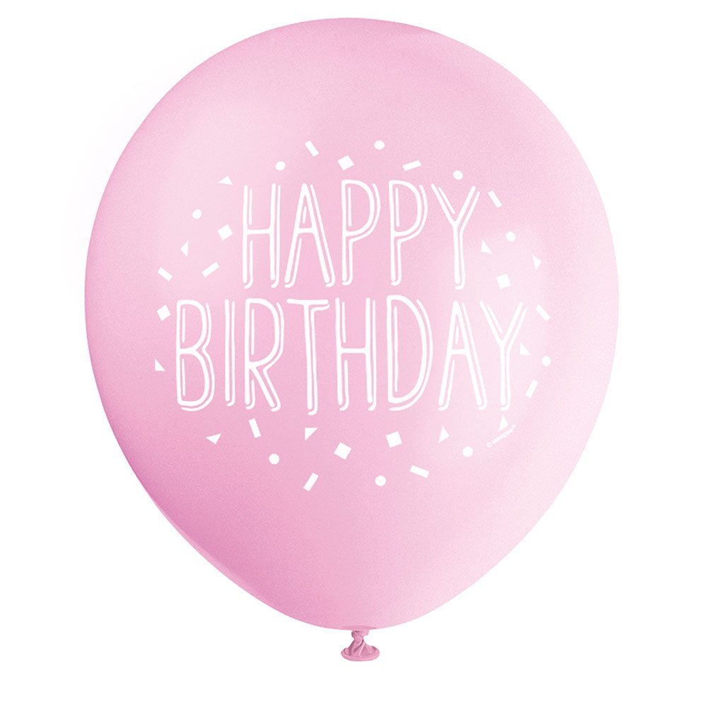 Unique Fun Happy Birthday Party Latex Balloons - 12" | Assorted Colors | 8 Pcs