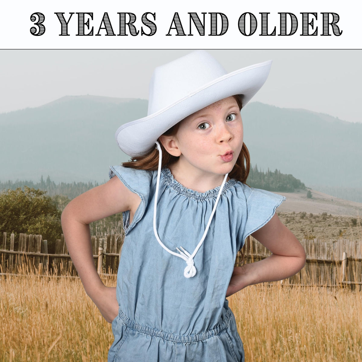 U. S. Toy White Kids Cowboy Hat, Felt Cowgirl Hat for Girls and Boys, Dress-Up and Costume Parties, Perfect for Halloween, Adult Sized, 1-Pack, 3 Years & Older