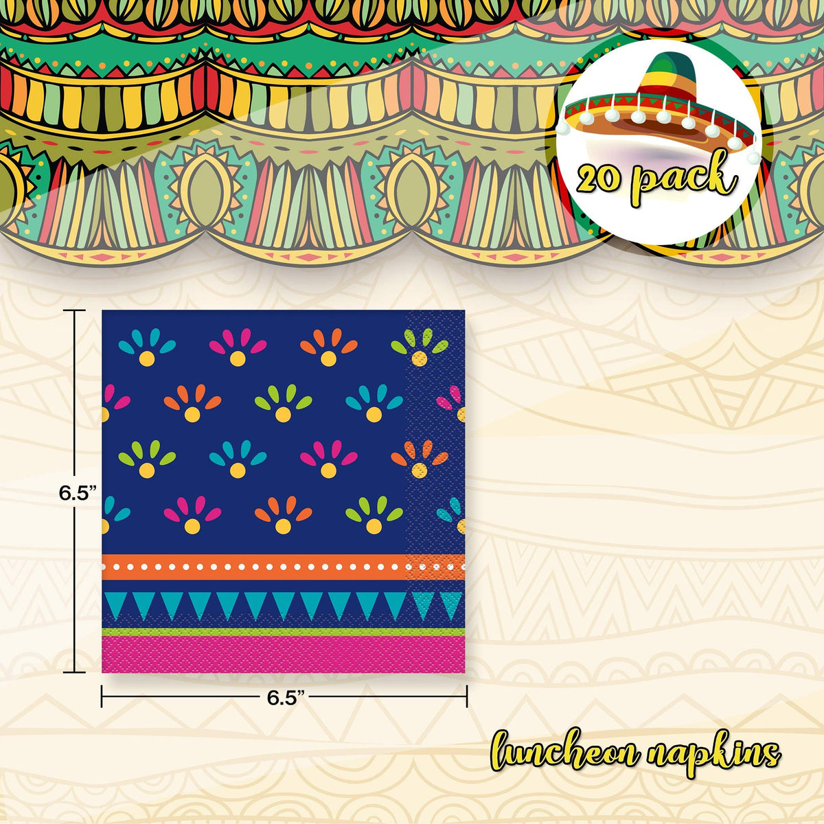 Unique Mexican Fiesta Party Decorations Bundle - Fiesta Plates and Napkins for Birthday Party Decor - Fiesta Party Supplies, Mexican Paper Plates, Fiesta Dinnerware