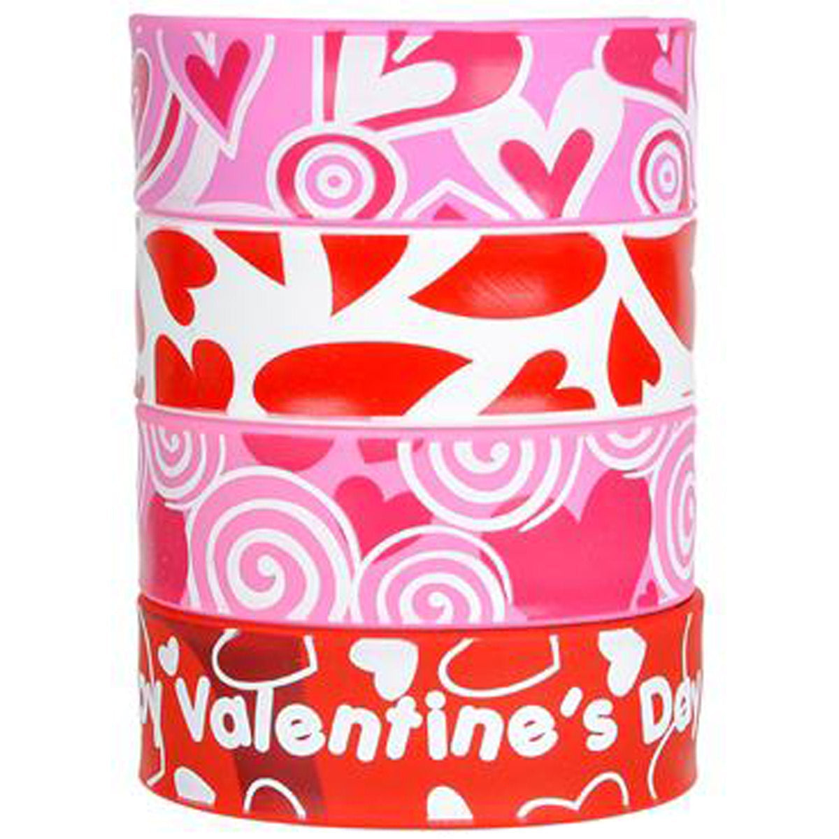 Rhode Island Novelty Valentine Day 9" Heart Slap Bracelets Party Supply Pack (12 per Order)