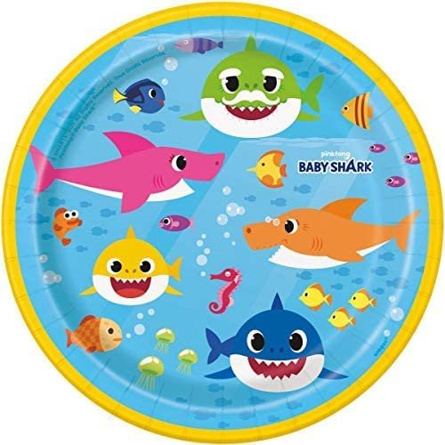 Baby Shark Theme Birthday Party Supplies Set for Boys or Girls - Serves 16 - Plates, Napkins, Cups and Candles - Dododo