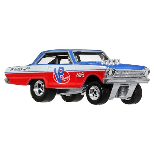 Hot Wheels Team Transport '63 Chevy Nova & '88 Chevy Silverado Die-Cast Vehicle Set, Race Car with Trailer, VP Racing, 1:64 Scale Model