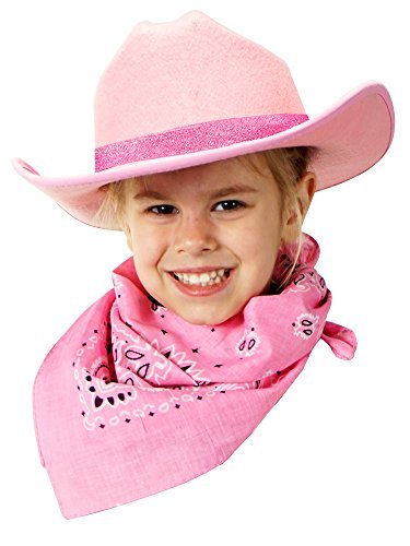 Girl&#39;s Pink Sparkle Cowboy Hat &amp; Bandana Set