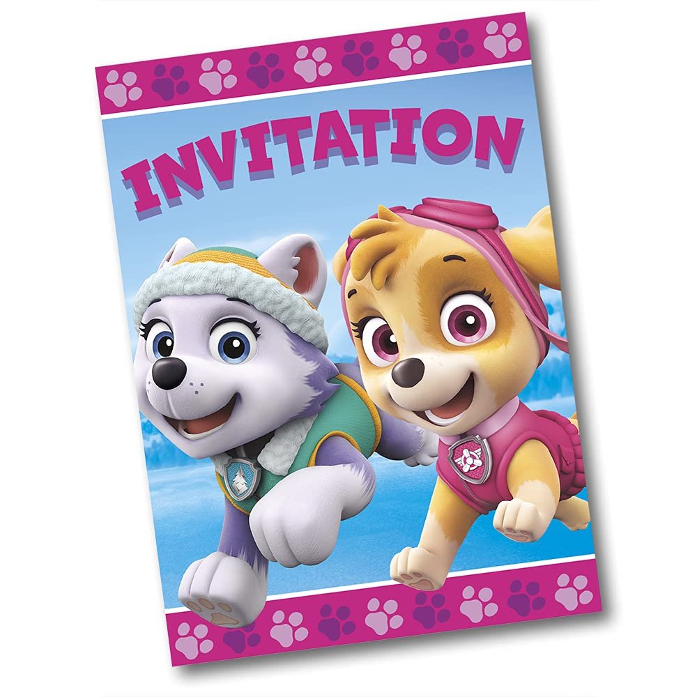 Multicolor Paw Patrol Girl Invitations (5.5" x 4") 8 Count, Vibrant Paper Party Invites & Exciting Design - Perfect For Birthday Celebrations & Paw Patrol-Themed Events