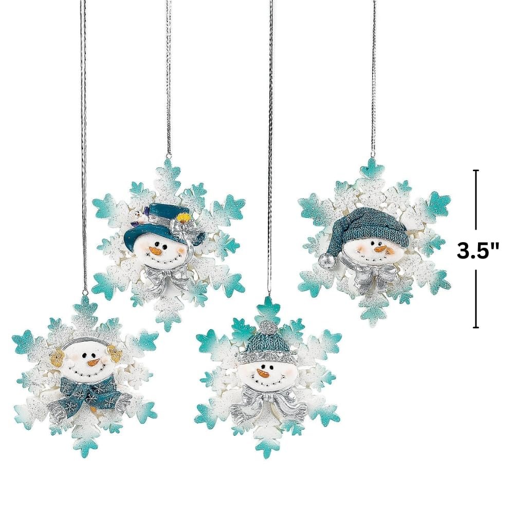Glitter Snowman and Snowflake Christmas Ornaments (Set of 12)