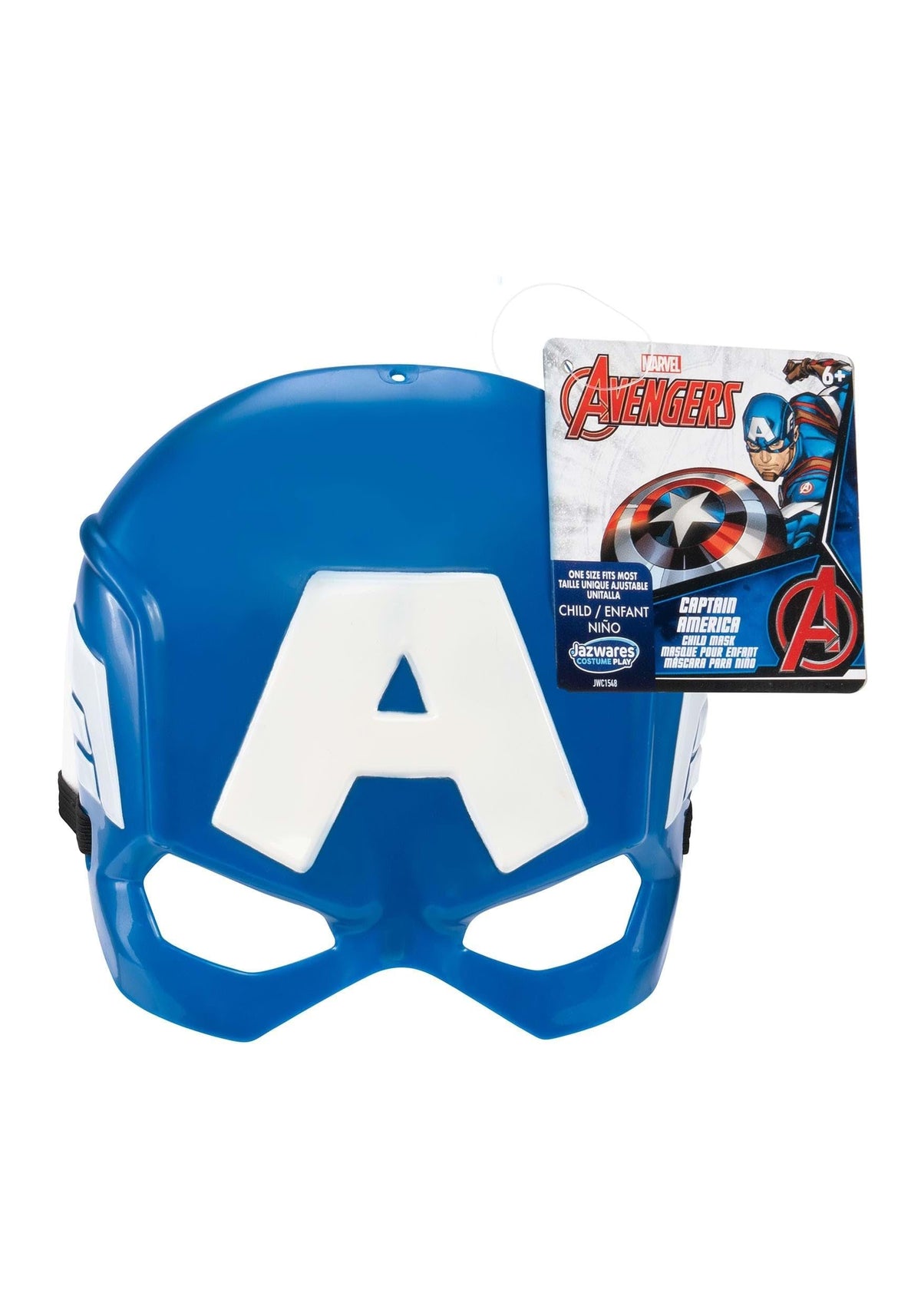 Marvel Captain America Mask - 3D Plastic Mask with Emblem and Elastic Strap
