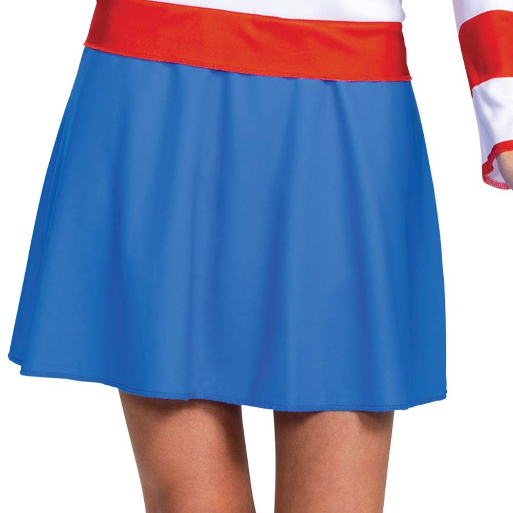 Disguise Women's Wheres Waldo Halloween, Official Adult Wenda Costume Set with Shirt and Skirt Outfit, Multicolored, Plus (18-20)