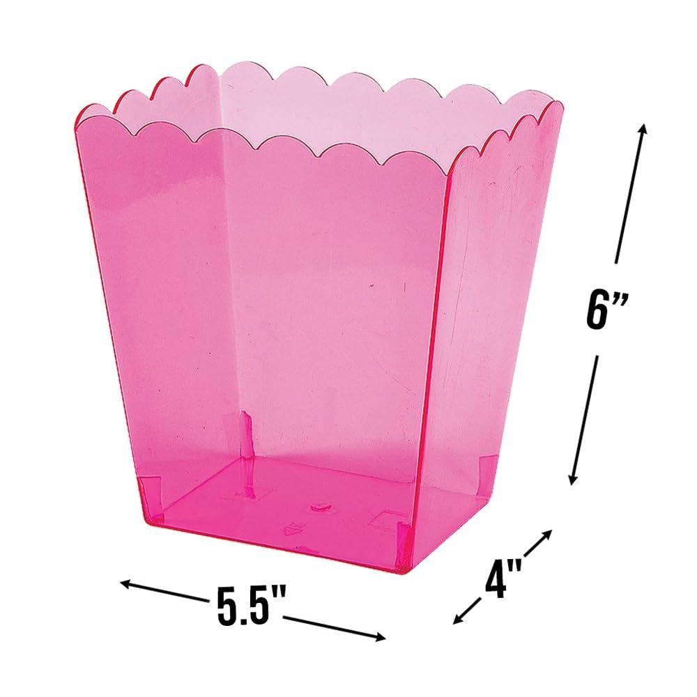 Fun Express Medium Pink Scalloped Containers - Party Supplies - 3 Pieces