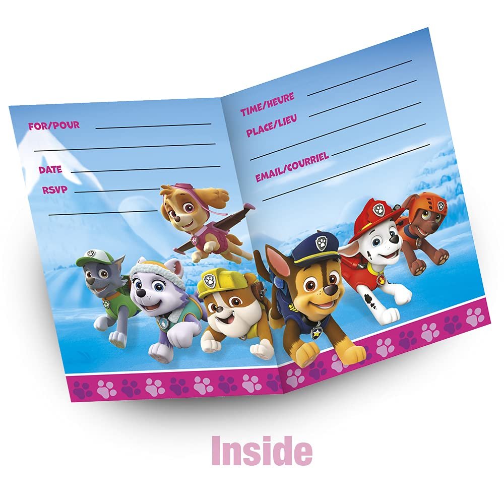 Multicolor Paw Patrol Girl Invitations (5.5" x 4") 8 Count, Vibrant Paper Party Invites & Exciting Design - Perfect For Birthday Celebrations & Paw Patrol-Themed Events