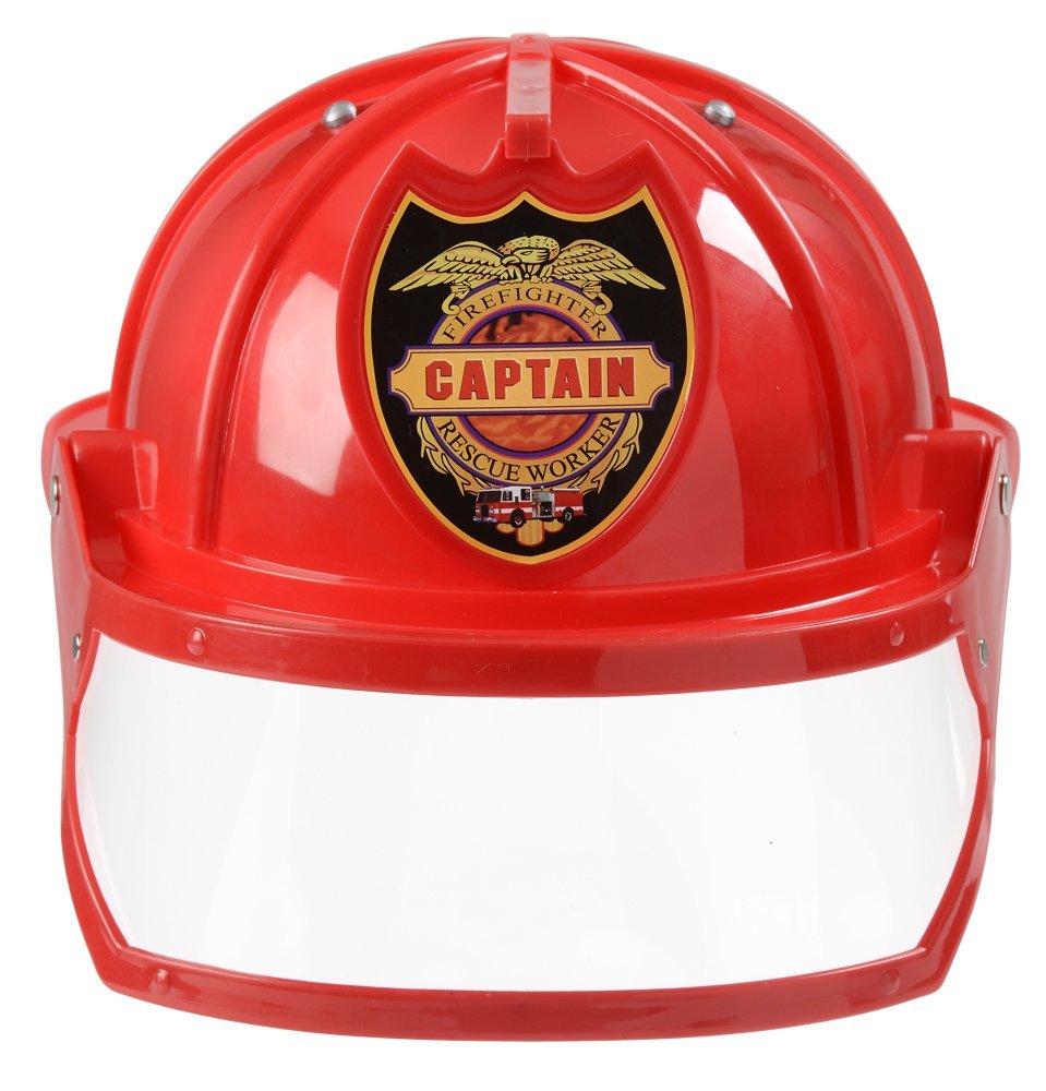 Aeromax Firefighter Helmet with Movable Visor, RED, Adjustable Size