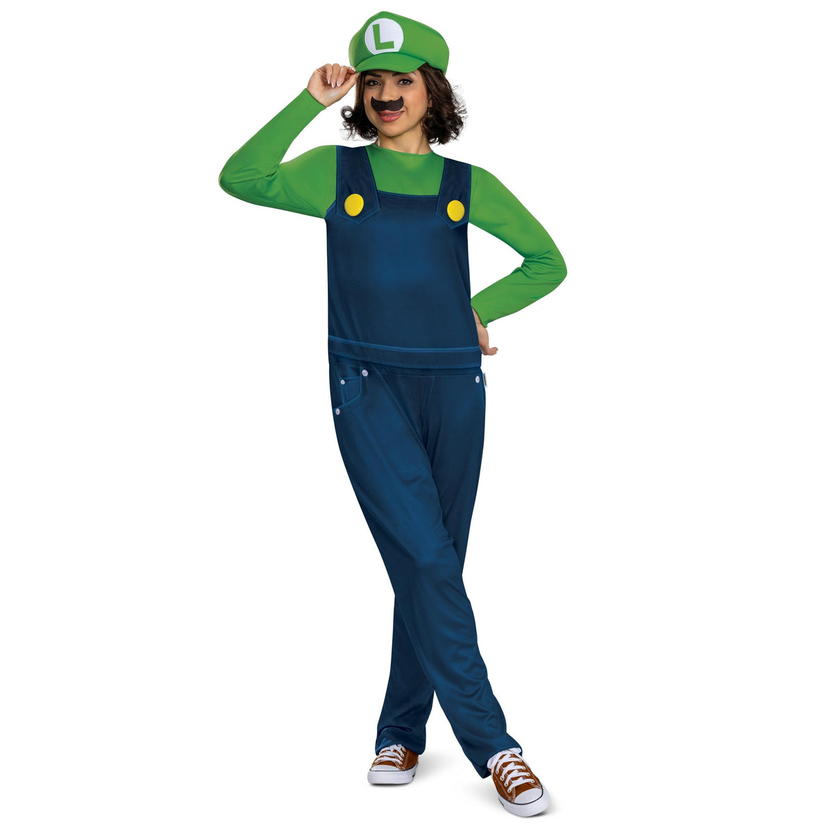 Disguise Luigi Adult Costume, Official Super Mario Bro Elevated Classic Adult Costume, Size Adult L/XL