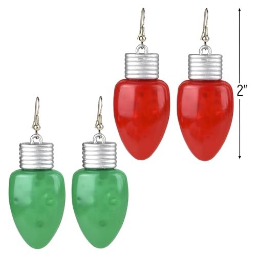 Flashing holiday bulb earrings 2 pairs (1 green pair 1 red )