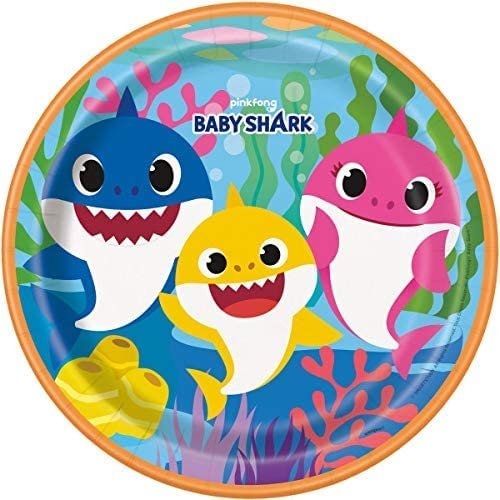 Baby Shark Theme Birthday Party Supplies Set for Boys or Girls - Serves 16 - Plates, Napkins, Cups and Candles - Dododo