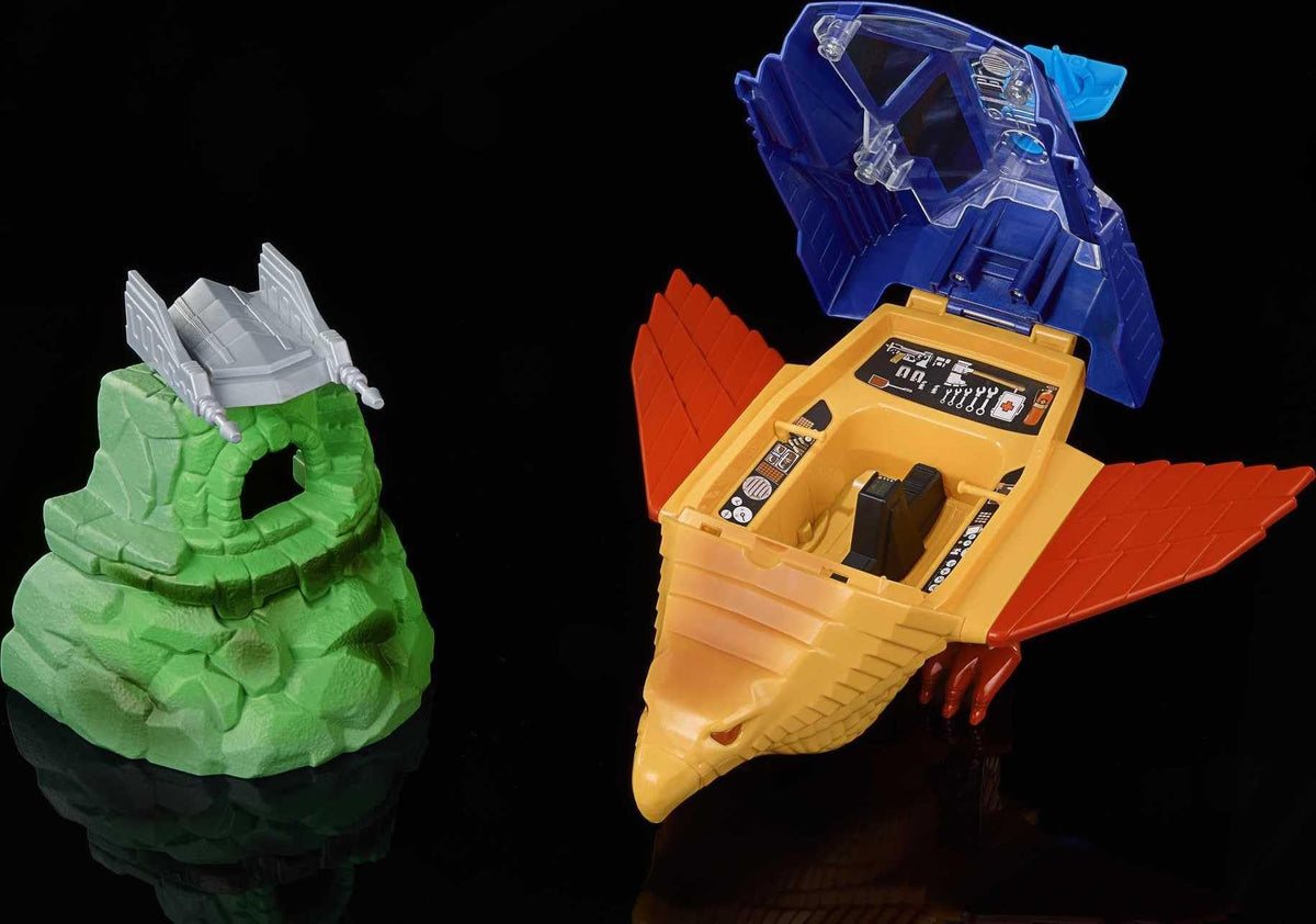 Masters of the Universe Origins Playset with Toy Plane & Accessories, Point Dread Mystical Outpost & Talon Fighter Jet, 5.5-inch Scale