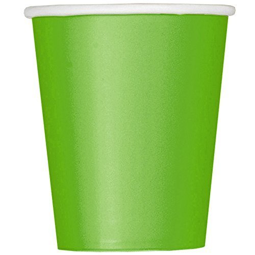 Lime Green Solid Paper Cups - 9 oz (Pack of 14) - Elegant & Eco-Friendly Party Drinkware - Perfect for Birthdays, Showers, & Special Celebrations
