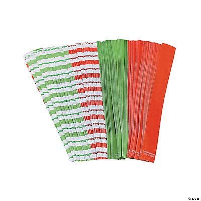 Fun Express Red and Green Candy Striped Paper Chains - Bulk Set of 500 - Christmas Craft Projects