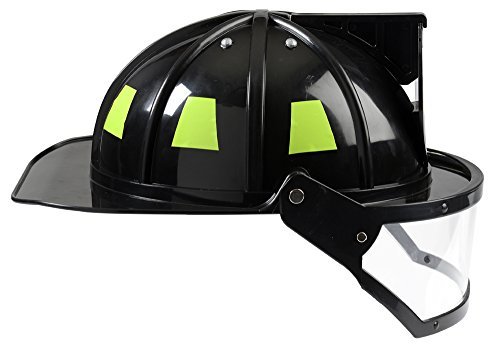 Aeromax Firefighter Helmet with Movable Visor, Black, Adjustable Size
