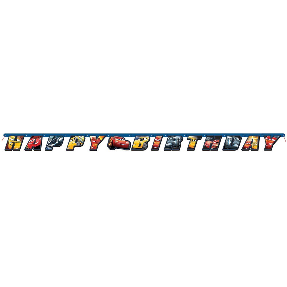 Unique Disney Cars 3 Birthday Jointed Banner - 6.2 Ft, 1 Pc