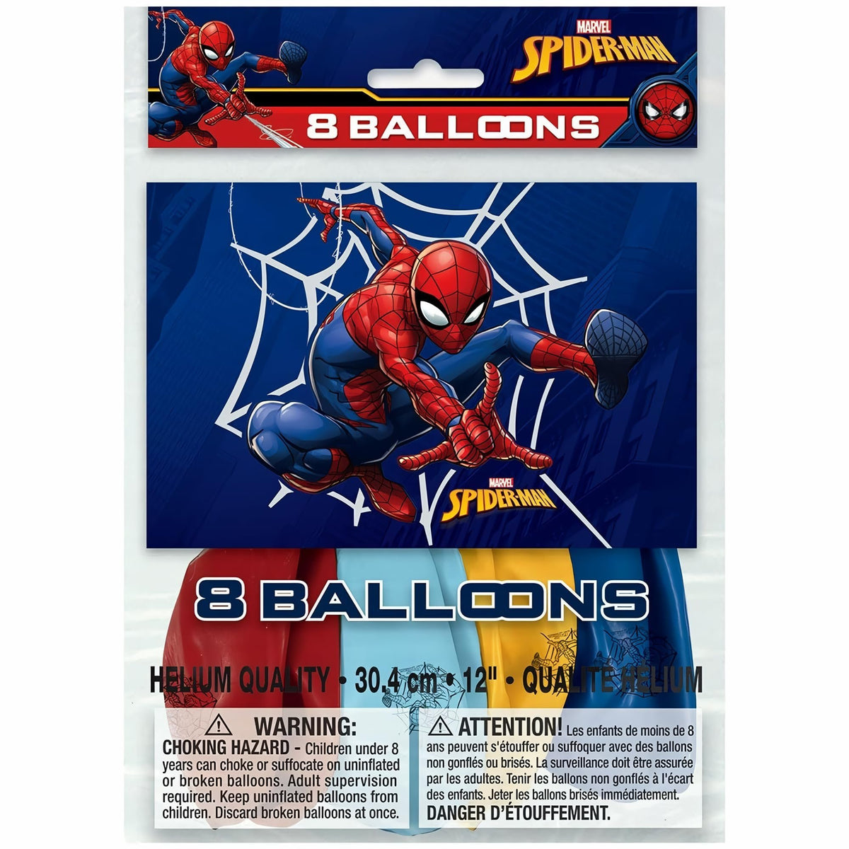 Spider-Man Party Latex Balloons - 12&quot; | Assorted Colors | 8 Pcs