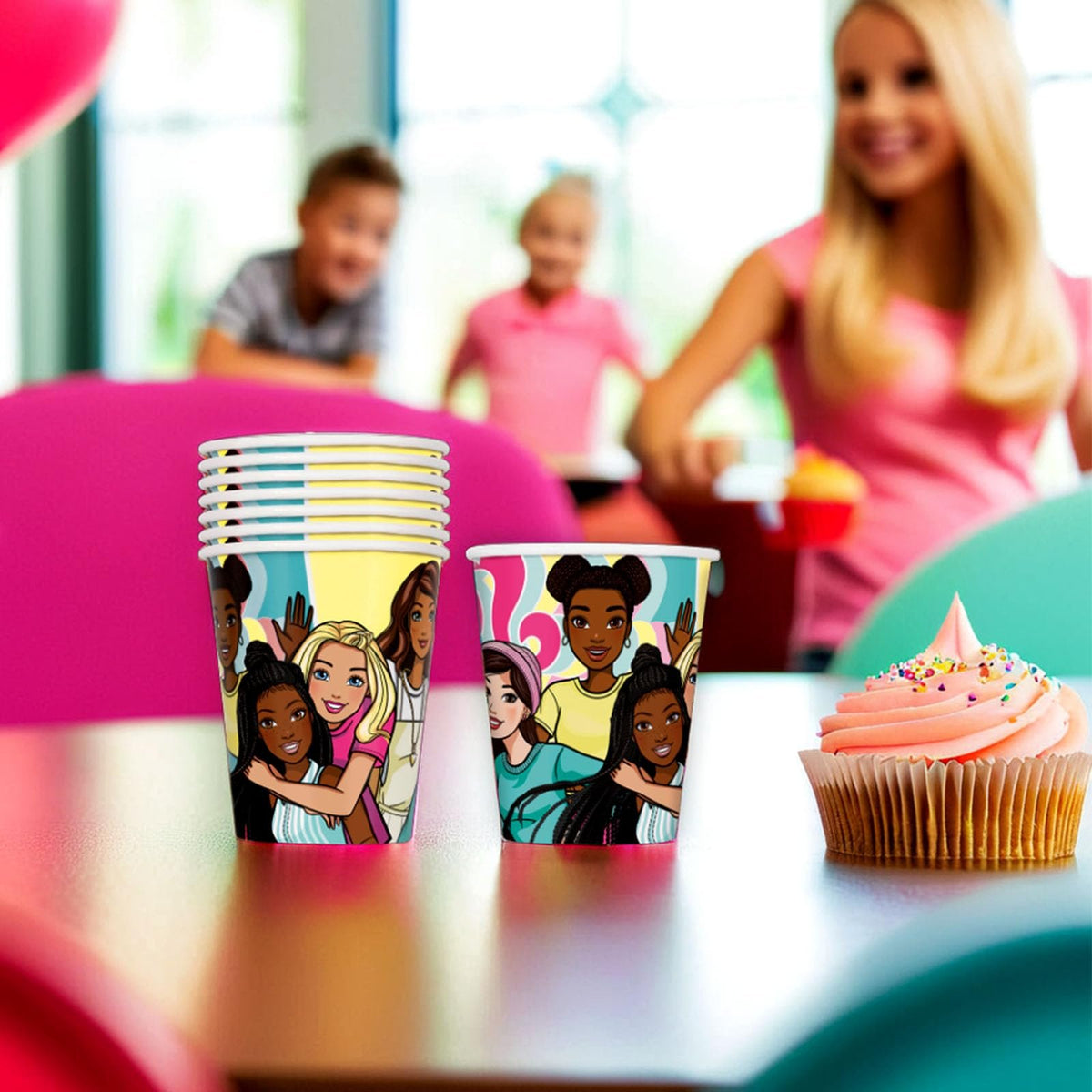Unique Industries Barbie Multicolor Paper Cups - 9oz