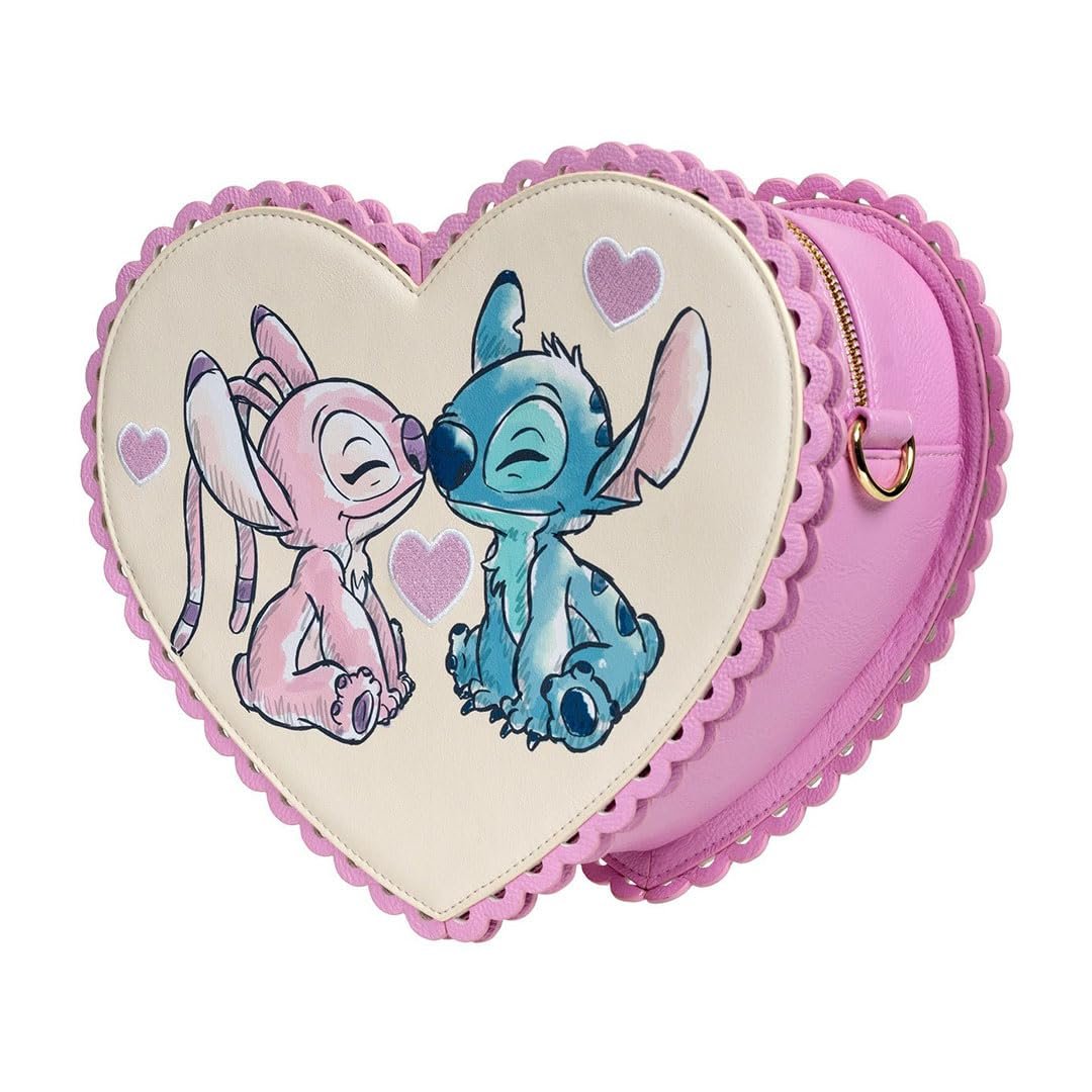 Loungefly Lilo & Stitch Angel Kiss Chocolate Box Heart Crossbody Purse