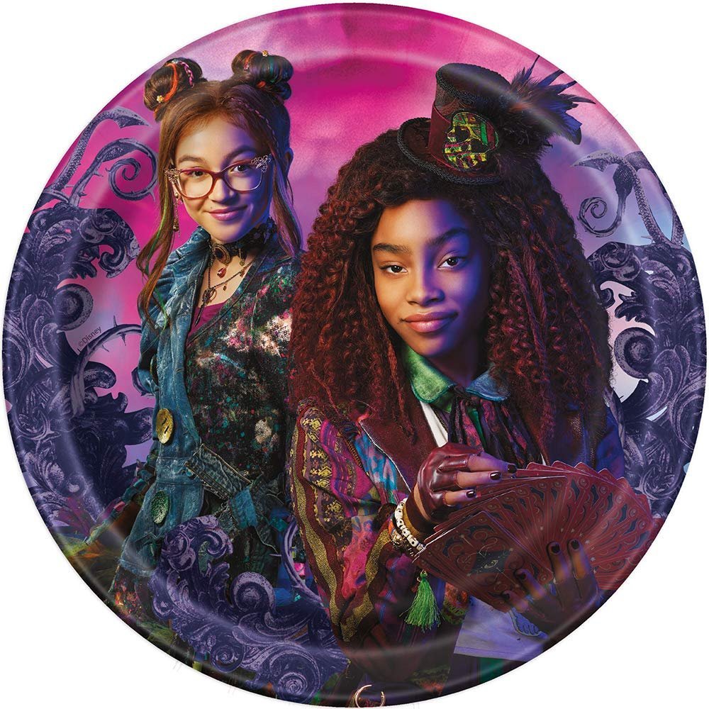 Unique Disney Descendants 3 Round Dessert Plates - 7" (Pack of 8) - Durable & Colorful Design Featuring Favorite Characters, Perfect for Kids' Birthdays & Events