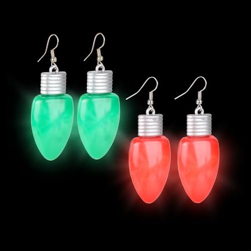 Flashing holiday bulb earrings 2 pairs (1 green pair 1 red )