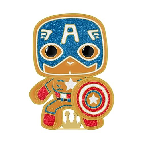 Loungefly PIN POP! Large Enamel Pin Marvel: Gingerbread - Captain America - Captain America Large Enamel Pin - Marvel Comics Enamel Pins - Cute Collectable Novelty Brooch