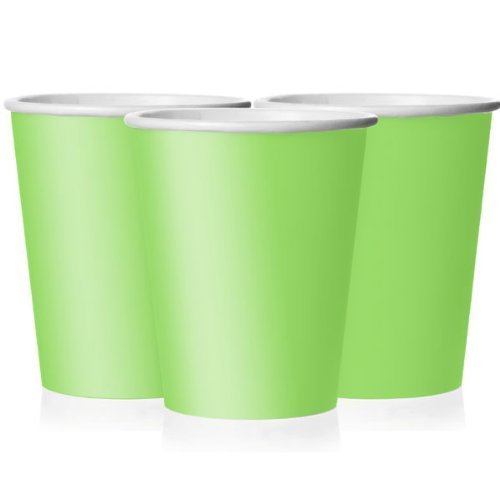 Lime Green Solid Paper Cups - 9 oz (Pack of 14) - Elegant & Eco-Friendly Party Drinkware - Perfect for Birthdays, Showers, & Special Celebrations