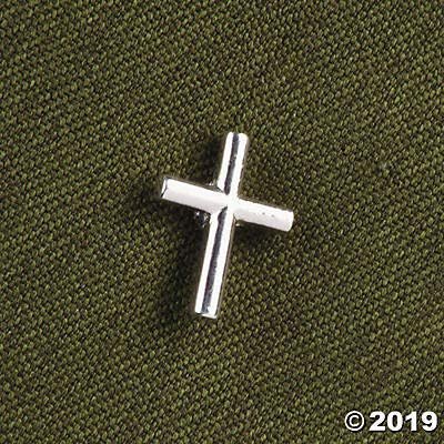 Silvertone Cross Lapel Pin (Set of 12) Baptism, Confirmation and Church Gifts
