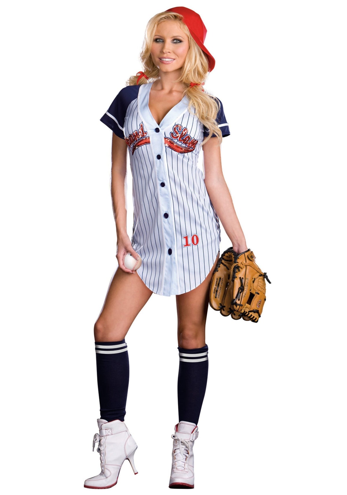 Dreamgirl Womens Baseball Player Costume, Homerun Grand Slam Baseball Halloween Costume