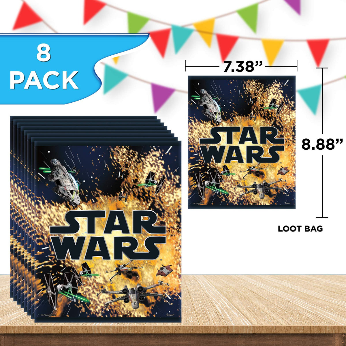 Unique Star Wars Classic Party Favor Bundle | Loot Bags, Sticker Sheets | Kid's Birthday, Animated Themed Event, Halloween, Officially Licensed by Unique