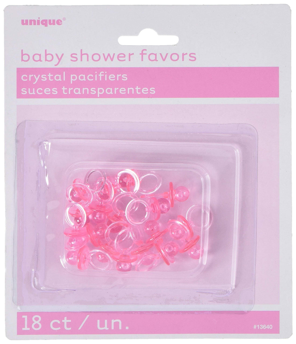 Pink Acrylic Crystal Pacifier Favors - 18 Pieces, 1'' - Adorable Party Decorations for Baby Showers and Gender Reveals