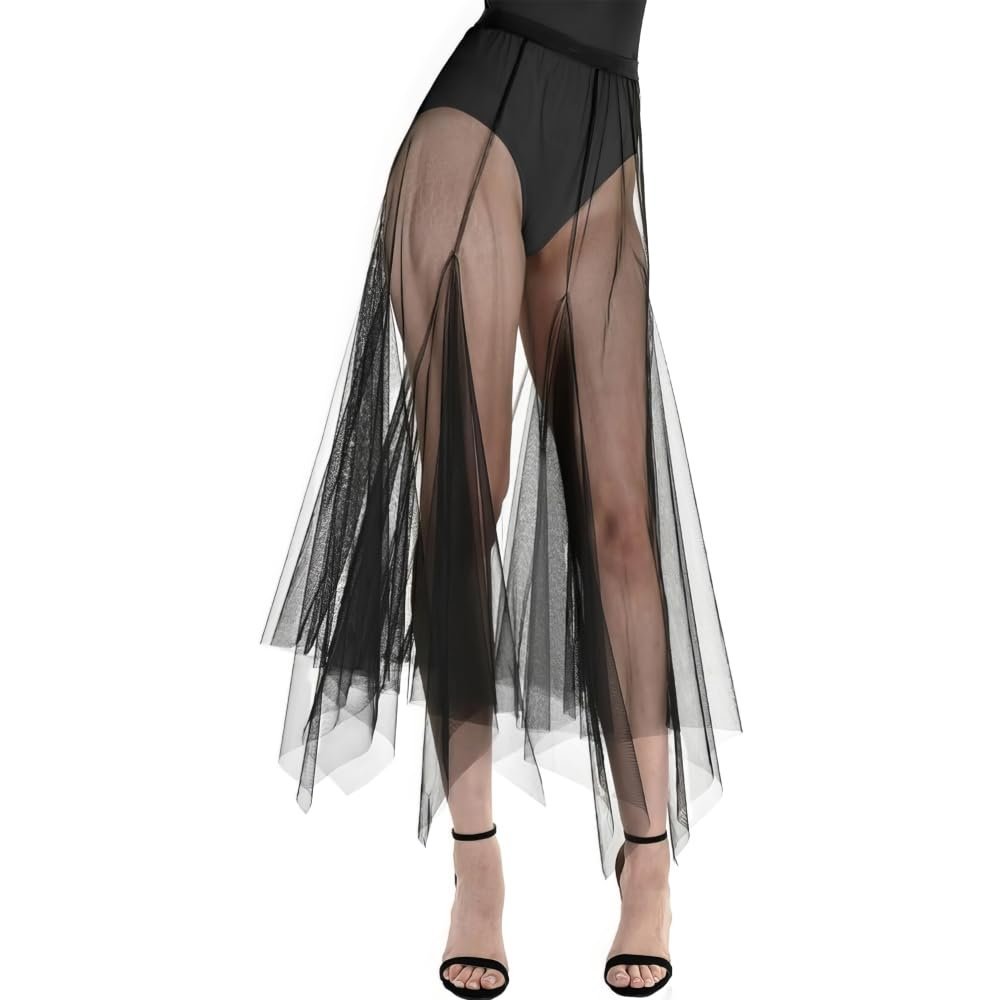 Black Long Sheer Skirt for Adult - 1 Pc. - Elegant Design, Perfect for Parties, Halloween, Dress-Up, Everyday Wear, & More