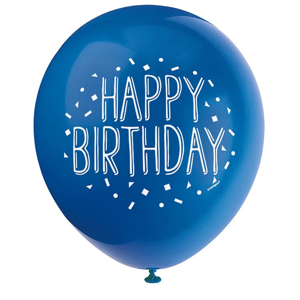 Unique Fun Happy Birthday Party Latex Balloons - 12" | Assorted Colors | 8 Pcs