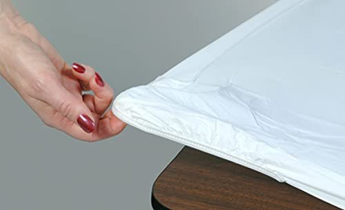 Kwik-Covers 6' Rectangular Plastic Table Covers 30" x 72" (6 Feet), Bundle of 10 - Indoor or Outdoor Fitted Table Covers for Banquet Tables (White)