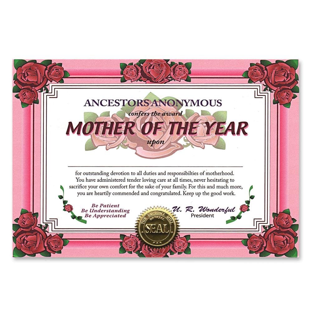 Beistle Mother Of The Year Certificate Greeting - 1pc
