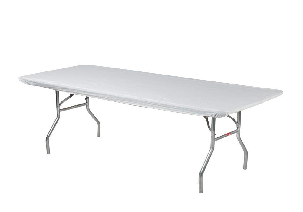 Kwik-Covers 8' Rectangular Plastic Table Covers 30" x 96" (8 Feet), Bundle of 10 - Indoor or Outdoor Fitted Table Covers for Banquet Tables (10 pack, Royal Blue)