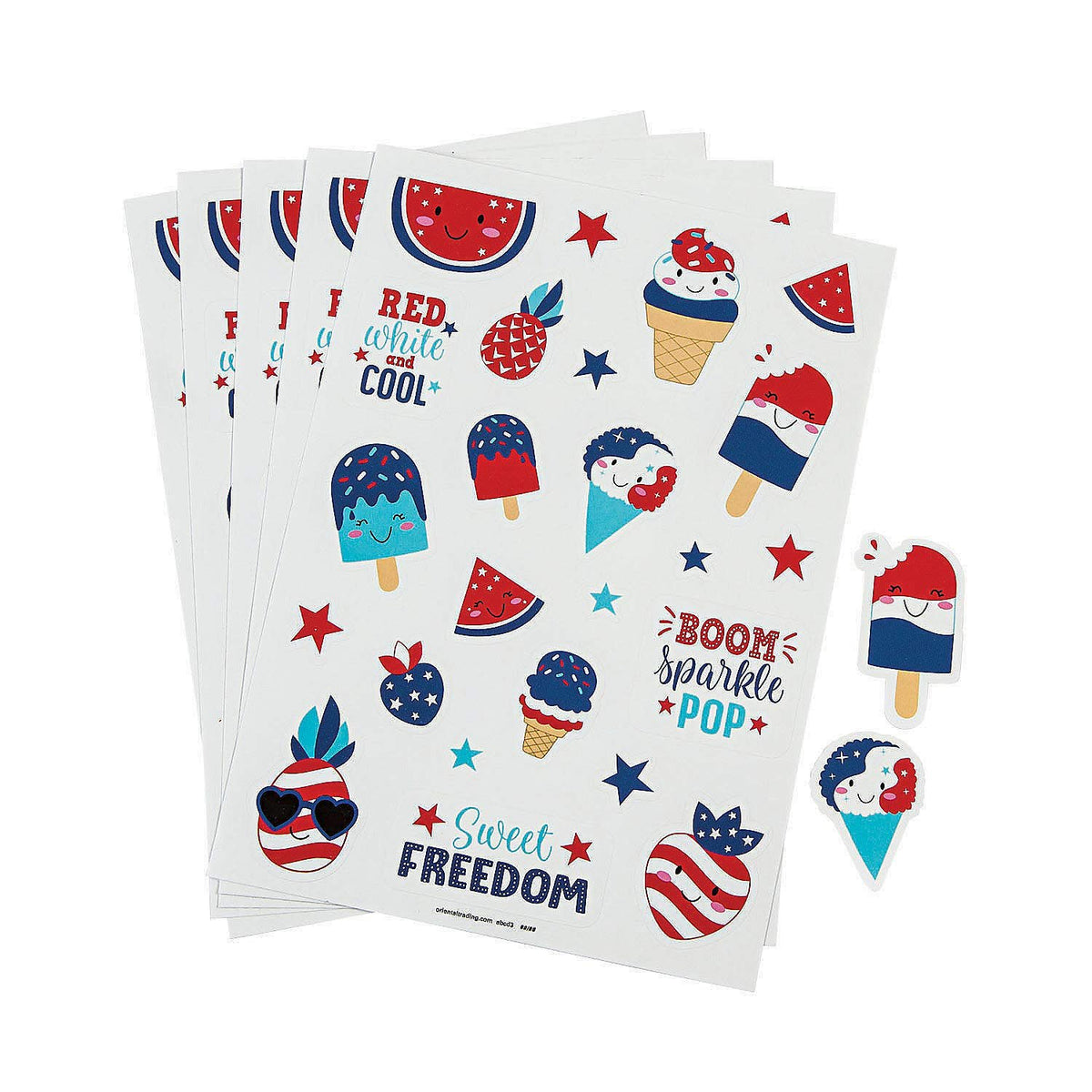 Fun Express Patriotic Treat Stickers - Stationery - 24 Pieces