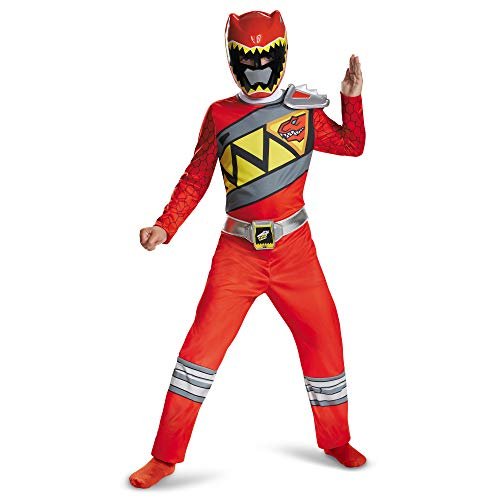 Medium (7-8) Red Power Rangers Costume for Kids. Official Licensed Red Ranger Dino Charge Classic Power Ranger Suit with Mask for Boys &amp; Girls, Large (10-12)