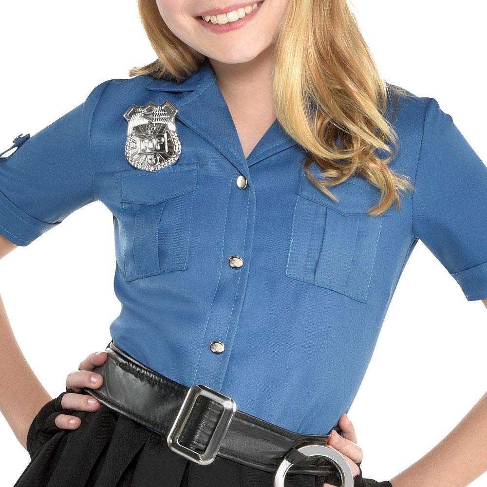 Amscan Police Dress Halloween Costume for Girls, Includes Belt and Hat